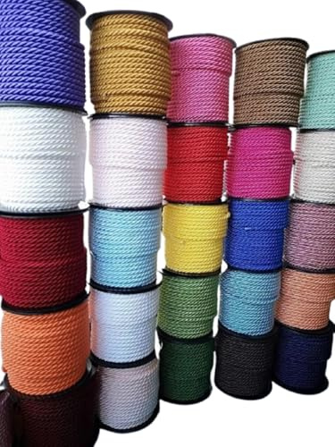 PIZZITALIANI Laces & Ribbons 1953 - Geflochtene Kordel 6mm | Ideal für Heimdekoration & Nähen | OEKOTEX Zertifiziert | Italienische Produktion | Glänzend Weiss, Milchweiss, Polypropylen