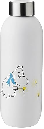 Stelton Thermosflasche Keep Cool - Thermo-Trinkflasche - Doppelwandige Isolierkanne - Moderner Design-Thermobecher für Wasser, heiße & kalte Getränke, Kaffee, Tee - 0,6 Liter, Frost/Moomin