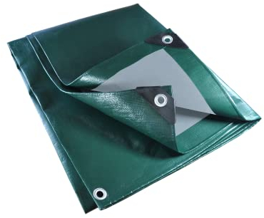 SuperStark Lona de 5x6 m, 330 g/m², extremadamente resistente, verde gris, 100% impermeable, lona de tejido estabilizada UV, lona con ojales a distancia de 50 cm, madera, camión barco