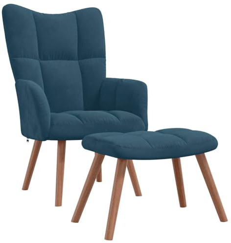vidaXL Relaxsessel mit Hocker Blau Samt
