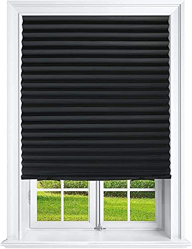 Mirrotek Pleated Window Paper Shades Room Darkening Blinds Black 36 x 69 (Pack of 6 Temporary Shades)