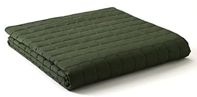 YnM Weighted Blanket, Soothing Cotton, Smallest Compartments with Glass Beads, Bed Blanket for One Person of 140lbs, Ideal for Queen or King Bed (60x80 Inches, 15 Pounds, Amy Green)