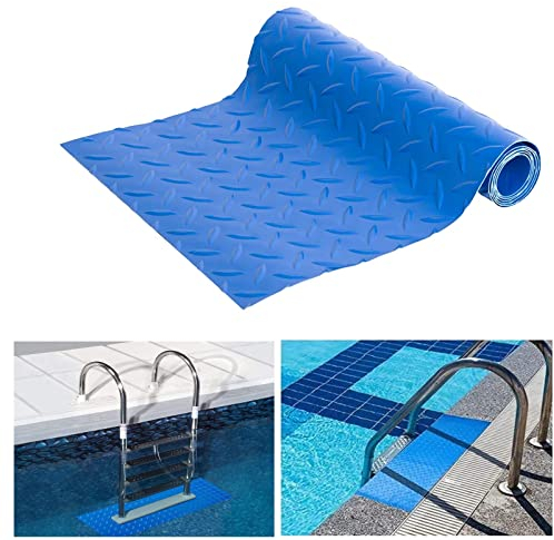 Bekeify Tapis d'échelle de piscine 23 × 90 cm Tapis de sécurité pour escalier de piscine avec texture antidérapante Tapis de marche antidérapant pour piscine hors sol et creusée