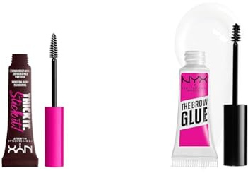 NYX Professional Makeup Thick It. Stick It! Mascara per Sopracciglia, Colora e Infoltisce per 16H di Durata, Espresso & The Brow Glue, Gel Trasparente per Sopracciglia Effetto Laminazione