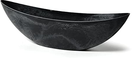 colourliving Pflanzschale Boat XL Anthrazit Serie Stone länglicher Pflanztopf 56 x 13,5 x 17,5 cm aus recyceltem Kunststoff, marmoriert, UV-beständig, ohne Drainagelöcher, für Balkon Terrasse