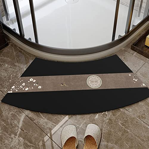 DASJD Gebogene Duschmatte rutschfest, Duschvorleger Eckdusche Fächerförmig Kieselgur Duschvorleger Runddusche für Eckbadewanne, Super SaugfäHige rutschfest Waschbar,C,45x100cm