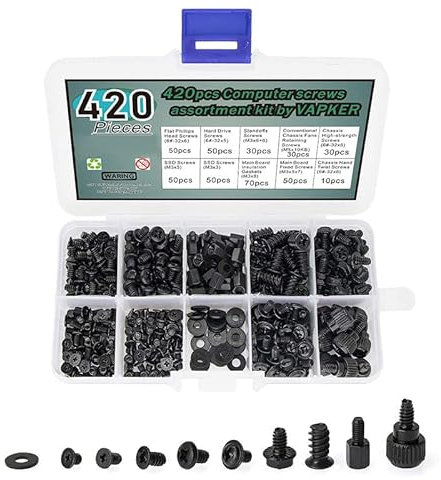 420pcs Black Case Screws Desktop Computer Case Screw Set Accessories