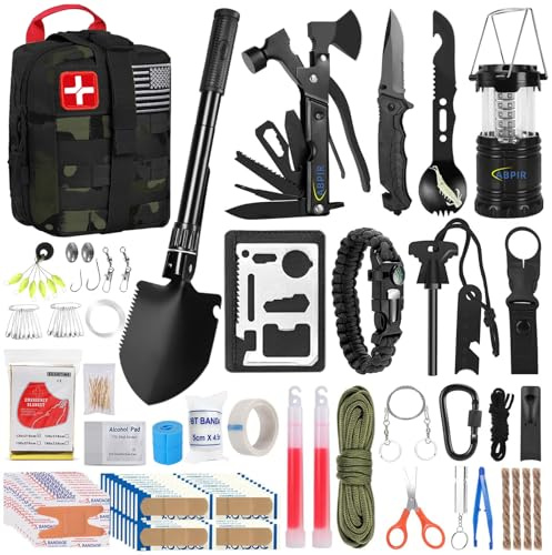 ABPIR Kit de supervivencia de 170 piezas para trauma con accesorios médicos para aventuras al aire libre, camping, senderismo, mochilero