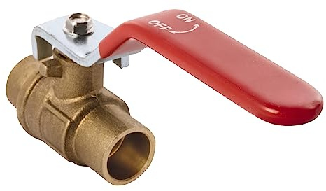 Sanitop-Wingenroth Válvula de paso de bola sin vaciado, 22 mm, para soldadura suave de tubos de cobre, latón, 278836