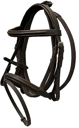 Leather Horse Bridle Comfort With Padding Horse Flash Bridle All Sizes (COB, BROWN)