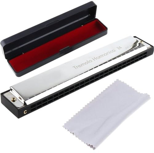 24 Löcher Harmonica Schlüssel Von C Tremolo Mund Mundharmonika Mit Gehäuse Und Reinigung Von Stoff Musikinstrument Für Anfänger