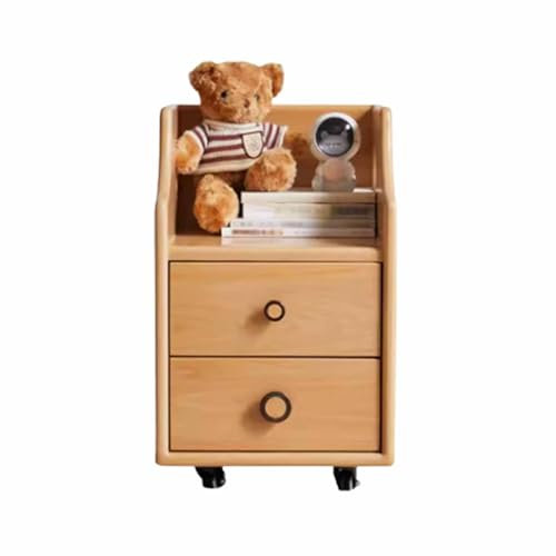 WENTOR Rectangular Solid Wood Night Stand European Beech Oak Bedside Table Modern Simple Removable Children's Bedside Organizer Storage Cabinet Slim Nightstand