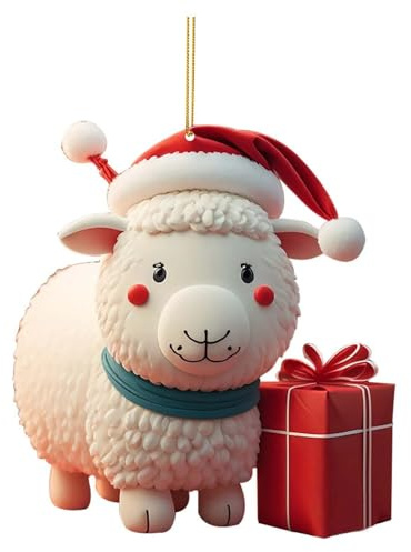 Weihnachtsbaum Deko Ziegen, 2023 Weihnachtsbaumschmuck, Cartoon Weihnachten Ornament, Schaf Christbaumschmuck, Spaß Weihnachtsanhänger Deko, Schlüsselanhänger