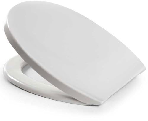BAKAJI Copriwater Universale Copri WC Coprivaso Antibatterico Chiusura e Fissaggi in Plastica Sedile Bianco per Tazza WC 37x45x35 CM