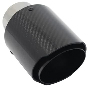 Auto Auspuff Endrohr Auto Glänzend Carbon Faser Schalldämpfer Spitze Abgasanlage Rohr Schalldämpfer Düse Universal Gerade Edelstahl Schwarz Auspuff Endrohr (Color : 54mm-76mm)