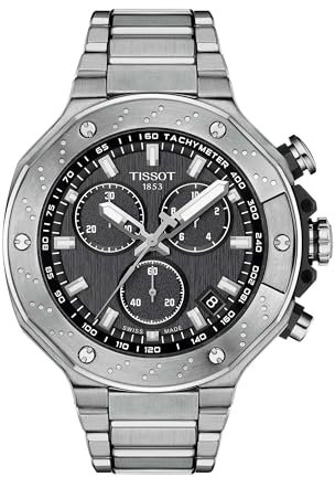 Tissot Mens T-Race Chronograph 316L Stainless Steel case Quartz Watches, Grey, Stainless Steel, 13.95 (T1414171105101), Grey, Modern