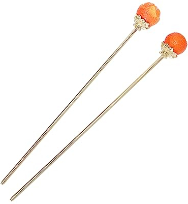HAPINARY Horquillas Cabello Naranja, 2 Piezas, de Metal y Resina, Elegantes, para Peinados Recogidos, Bodas y Fiestas
