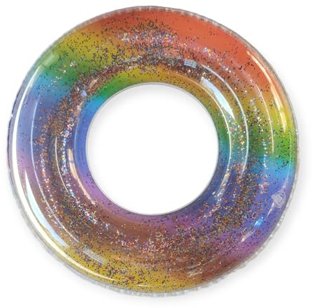 Schwimmring für Kinder - Aufblasbarer Reifen - Regenbogen - Glitzer - Aufblasbar - Ø 70 cm - Schwimmbad Spielzeug