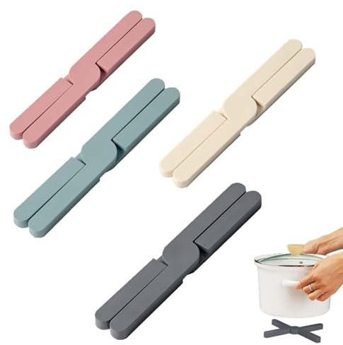 Qinsky Faltbare Silikon-Untersetze,4 Pcs Silikon Topfuntersetzer Faltbar Faltbares Kreuz Design Topfuntersetzer rutschfeste Faltbare Silikon Untersetzer für Töpfe Heiße Pfannen Schalen