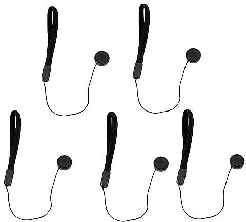 Confezione da 5 copriobiettivi, resistenti alla perdita, con cordino per evitare che la protezione dell'obiettivo si perda