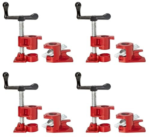 IVWNNN 4 Pack 3/4'' Pipe Clamps for Woodworking Wood Gluing Pipe Clamp Fixture Set Heavy Duty Cast Iron For Woodworking, Carpentry, Home Improvement, and DIY Jobs
