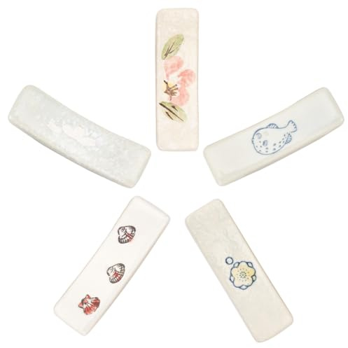 CRASPIRE 5 Pezzo di Poggia Bacchette Floreali Cinesi Fiore Giapponese Porta Bacchette in Porcellana Marina retrò in Ceramica Cucchiaio Forchetta Pennello Penna Supporto per Rack Set per Stoviglie