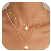 Kakonia Guldhalsband för kvinnor Layered guldhalsband 14K guldpläterad berlock halsband enkel choker halsband set Dainty guldkedja halsband, rostfritt stål, Kubisk zirkon