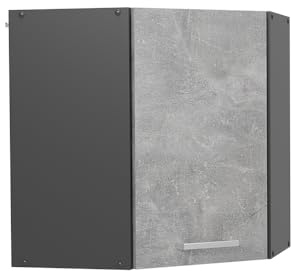 Vicco Eckhängeschrank R-Line, Beton, 57 cm | Verbindet zwei Küchenseiten · 1 Einlegeboden · 1 Tür · Tiefe – 31 cm · Platzsparende Ecklösung ✓
