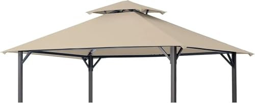 Generisch Ersatzdach für Grillpavillon, 5 x 8 Fuß, obere Abdeckung für doppelstöckigen Pavillon (Beige)