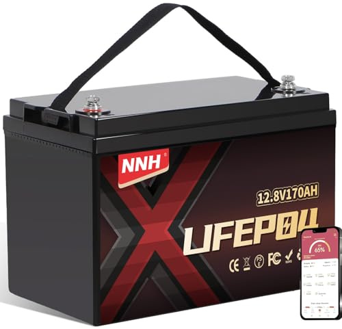 NNH 12V 170Ah LiFePO4 Lithium Batterie mit Bluetooth, Tieftemperaturschutz, 8000-10000 Zyklen Deep Cycle Akku mit 150A BMS, für Wohnmobile, Trolling Motor, Boote und Solare Heimanlagen