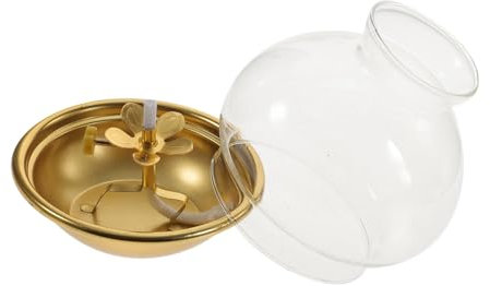Didiseaon Buddhismus Öllampe Aus Glas Mit Schirm Kompakte Petroleumlampe Für Innenbereich Dekoratives Tischmittelstück Für Anbetung Und Verehrung