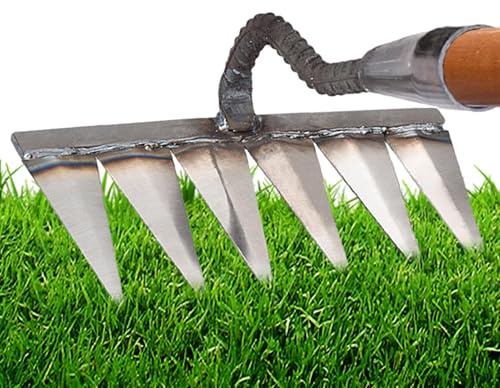 Garden Harke, Rechen Garten Unkrauthacke, Unkrautrechen Mit Gartenzähnen Aus Karbonstahl, Gartenhacke Hand Für Jäten, Lockern, Säen, Unkraut Werkzeug Gartengeräte Entferner Gerät, 4/5/6/7 Zähne