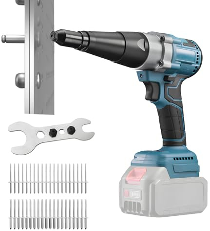 Akku Nietzange Kompatibel mit Makita 18V Bürstenlose Automatischer Elektrische Popnietenzange LED Automatik Nietmutter Handwerkzeug für 3.2/4 mm Rivets(Ohne Akku)