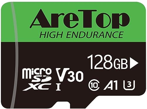 AreTop 128GB Micro SD Karte, U3 90MB/s für Kamera | U3 V30 für 4K UHD Video, A1 für schnelle Apps, inklusive SD-Adapter, kompatibel mit Kamera/Smartphone/Drohne/Dash Cam