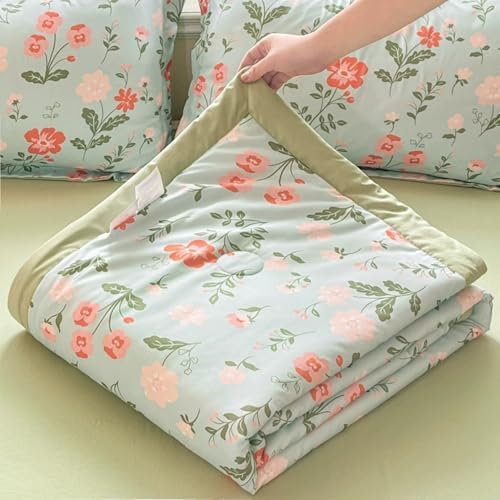 Edredón Ligero De Verano - Diseño Floral Reversible Ropa De Cama De Microfibra Ultrasuave Edredón Acolchado Transpirable para Todas Las Estaciones Lavable A Máquina Cubrecama, Color 1, 200x230 cm