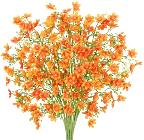 MEIVINES Künstliche Herbstblumen 8 Bündel Herbst Künstliche Blumen | Orange Seidenblumen Kornblumen Künstlich 67cm Langstielige Kunstblumen Künstliche Balkonpflanzen für Balkon Garten Herbstdeko