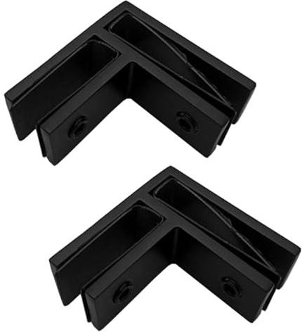 Lot de 2 pinces de fixation pour garde-corps à 90 degrés en acier inoxydable noir mat pour panneau de verre de 10 à 12 mm d'épaisseur