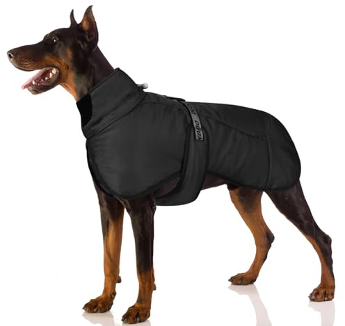 FEimaX Winter Hundemantel Warme Hundejacke Winddichte Wintermantel für Mittelgroße Große Hunde Reflektierende Verstellbare Haustier Winterjacke Hund Weste HundeKleidung mit D-Ring (XXL, Schwarz)