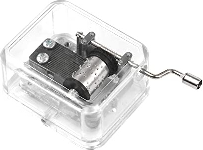 Carillon meccanico a manovella in acrilico trasparente con 18 note, per fai da te, ornamento musicale classico, regalo artigianale fai da te per compleanno, festival, anniversario