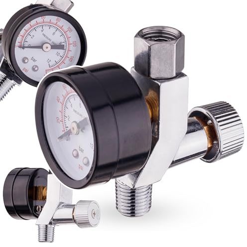 TC TECHNIC - Druckminderer Druckluft, Gasdruckregler 0-12 bar, Luftfilter Kompressor zur Verwendung mit Lackierpistolen, Präzision bei der Druckeinstellung - Druckluft Wartungseinheit