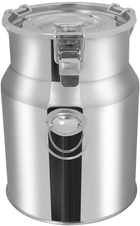 5L Edelstahl Milchkanne Luftdicht（201）mit Vier-Punkt-Verschluss & Silikondichtung - für Milch, Wein, Öl, Saft - Lebensmittelaufbewahrung mit Großem Fassungsvermögen für Haushalt & Gewerbe