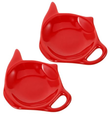 TEMPNAP Ceramic Tea Bag Holder and Tea Bag Coaster Set 2pcs Christmas Red Porcelain Snack Dish for Kitchen Used Teabags Storage and