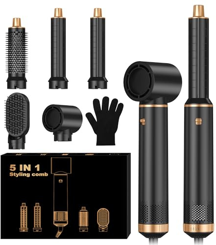 5 in 1 Hair Styler Airbrush 5 in 1 Multi Styler, Air Styler 5 in 1 with Curl Straighten, Volumise, Smooth and Drying for Styling, Air Brush 5 in 1 for All Hair Type/Length