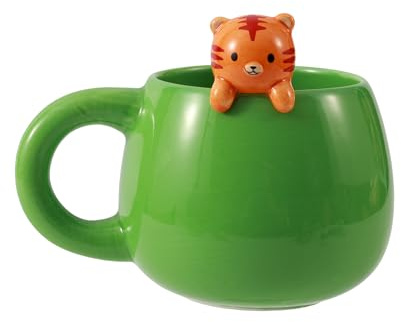I-TOTAL® - Taza de Cerámica con Animales de Cerámica en el Borde, Taza para Té o Café (TIGER)