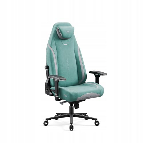 Diablo X.Eye Prime Gaming Stuhl Stoff mit 4D Armlehnen und Kopfstütze | Gaming Chair ergonomisch mit Lendenstütze, Kühlfunktion, Memory-Schaum-Kopfstütze, 170° Rückenlehne und 4D Armlehnen