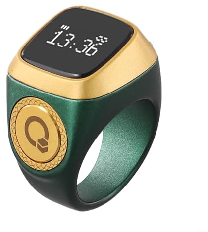 Caswynlife Anello intelligente per conteggio Zikr e Tasbih con promemoria tempo di preghiera, display OLED, avvisi di vibrazione, contatore digitale impermeabile compatibile con app per smartphone (20