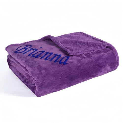 HDLOVE Personalisierte, wasserdichte Hundedecke Mit Individueller Stickerei Name, Doppelseitiges Flanell-Haustierkissen Für Kleine Und Große Hunde Und Katzen Waschbarer Sofabezug(Purple)