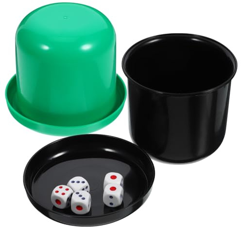 ERINGOGO 5 Stück Würfelbecher aus ABS mit 25 Würfeln Würfelschüttelbecher für Craps Partyspiele Ergonomisch Langlebig Bar und Familienspiel Zufällige Farbe Zufällige Farbe