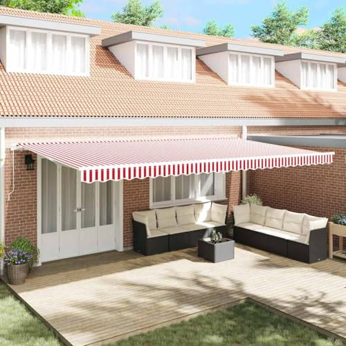 Generico Tenda Retrattile Rigato Rosso e Bianco 600 × 300 cm,Casa e Giardino,Prato e Giardino,Vita all'aperto,Tende da sole-3331605