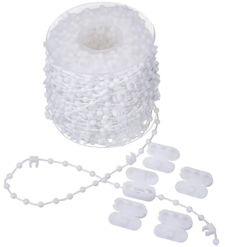 TopHomer 20 Meter 200 Clips Vertical Blind Bottom Chain, Vertical Blinds Repair Parts, with 5 Cord Connectors for Bottom, sit for 3.5 Inch/89 mm Slats(White)